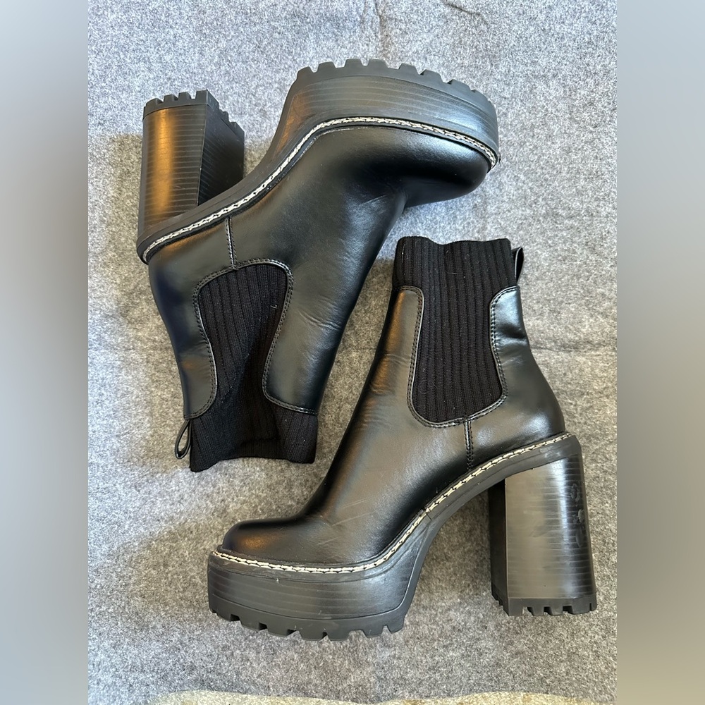 Madden Girl Black Chunky Heel Boots